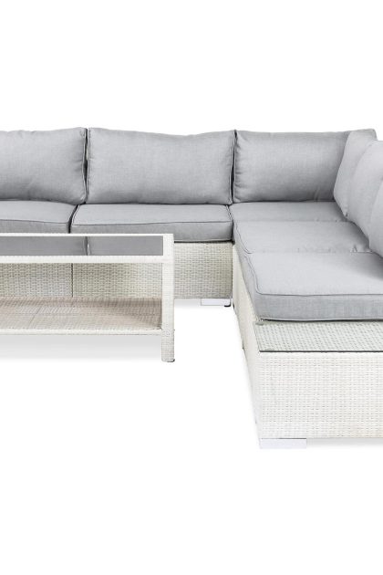 Loungegrupp utomhus bahamas 5-sits 1 bord m hylla - 2 avslut vit