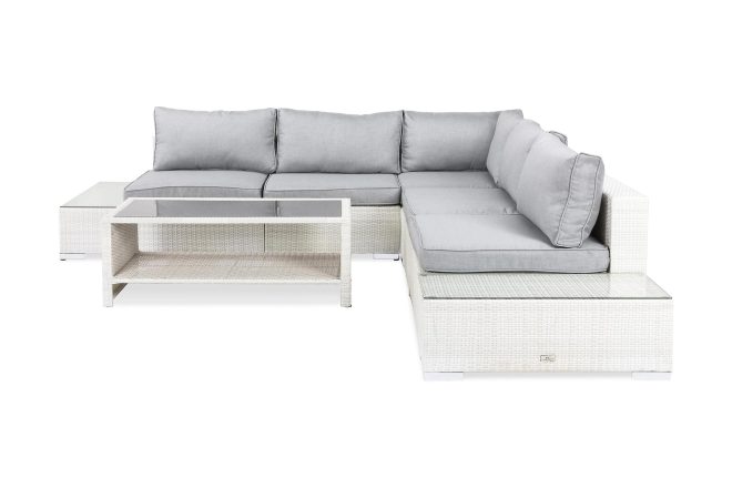 Loungegrupp utomhus bahamas 5-sits 1 bord m hylla - 2 avslut vit