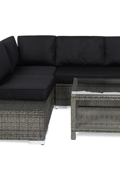 Loungegrupp utomhus bahamas 4-sits bord 75x75 - avslut grå