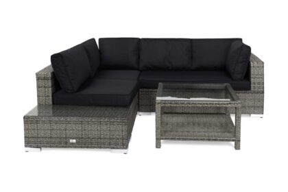 Loungegrupp utomhus bahamas 4-sits bord 75x75 - avslut grå