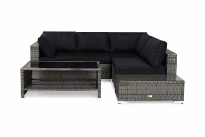 Loungegrupp utomhus bahamas 4-sits bord m hylla - avslut grå