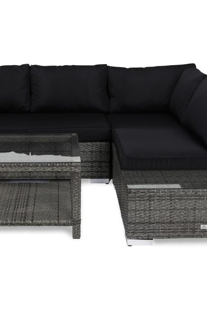 Loungegrupp utomhus bahamas 4-sits bord 75x75 - avslut grå