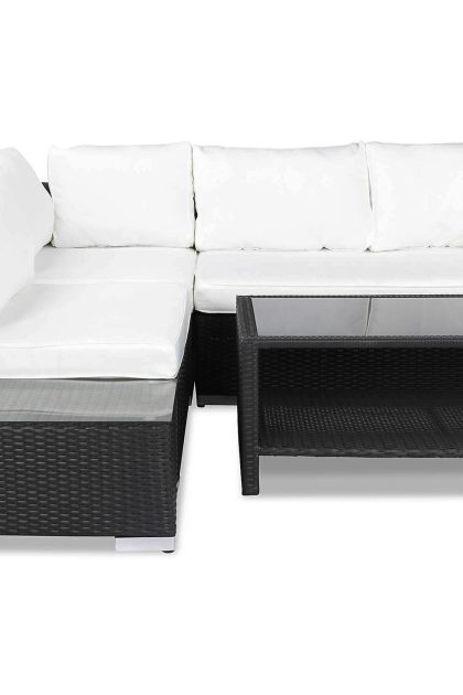 Loungegrupp utomhus bahamas 4-sits bord m hylla - avslut svart