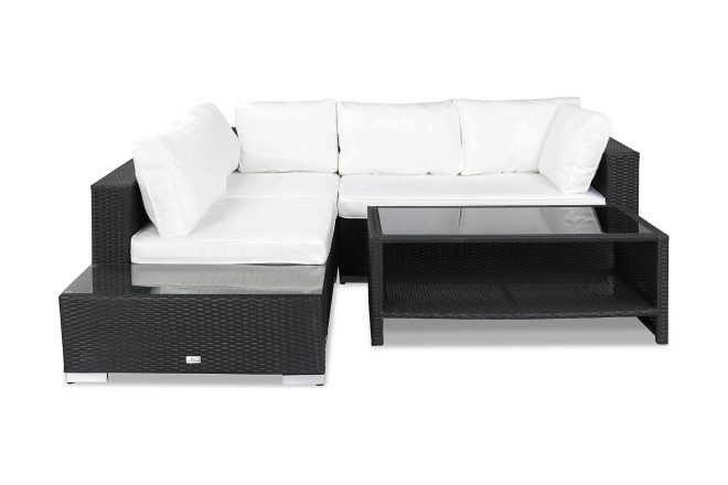 Loungegrupp utomhus bahamas 4-sits bord m hylla - avslut svart