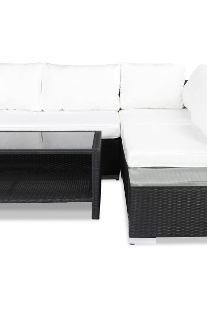 Loungegrupp utomhus bahamas 4-sits bord m hylla - avslut svart