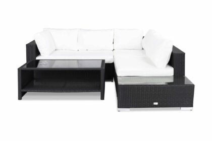 Loungegrupp utomhus bahamas 4-sits bord m hylla - avslut svart