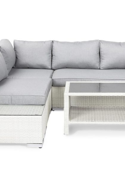 Loungegrupp utomhus bahamas 4-sits bord m hylla - avslut vit