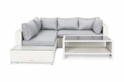 Loungegrupp utomhus bahamas 4-sits bord m hylla - avslut vit