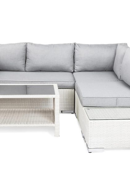 Loungegrupp utomhus bahamas 4-sits bord m hylla - avslut vit