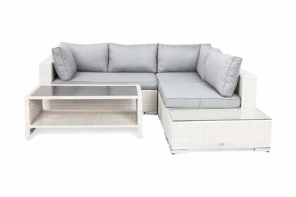 Loungegrupp utomhus bahamas 4-sits bord m hylla - avslut vit