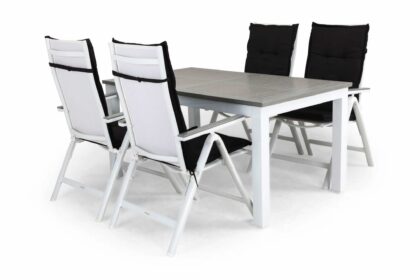 Matgrupp utomhus monaco 152-210x90+4 monaco light positionsstol dyna - vit|grå|svart