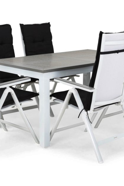 Matgrupp utomhus monaco 152-210x90+6 monaco light positionsstol dyna - vit|grå|svart