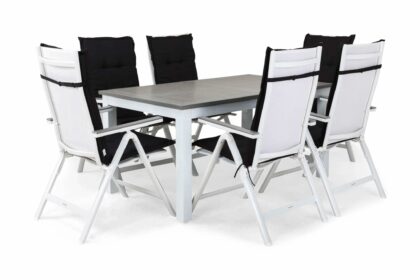 Matgrupp utomhus monaco 152-210x90+6 monaco light positionsstol dyna - vit|grå|svart