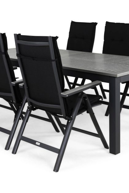Matgrupp utomhus monaco 220-280x100+6 monaco light stol m dyna - svart|grå