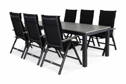 Matgrupp utomhus monaco 220-280x100+6 monaco light stol m dyna - svart|grå