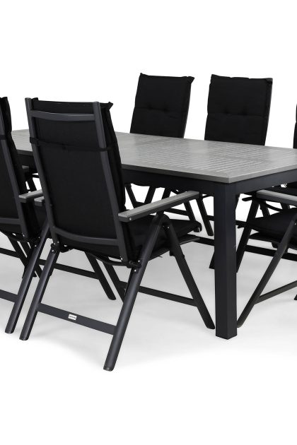 Matgrupp utomhus monaco 220-280x100+8 monaco light stol m dyna - svart|grå