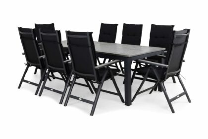 Matgrupp utomhus monaco 220-280x100+8 monaco light stol m dyna - svart|grå