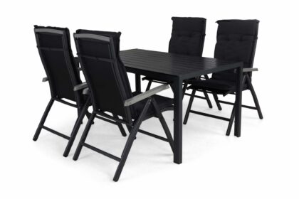 Matgrupp utomhus tunis 150 + 4 monaco lyx positionsstol m dyna - svart|svart|grå