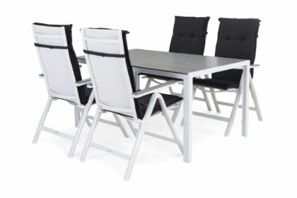 Matgrupp utomhus tunis 150 + 4 monaco positionsstol m dyna - vit|vit|grå|grå