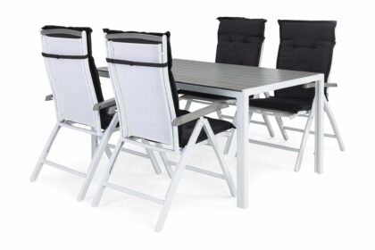 Matgrupp utomhus tunis 150 + 4 monaco lyx positionsstol m dyna - vit|vit|grå