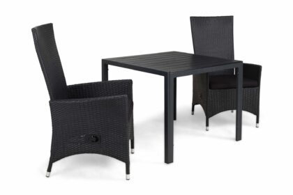 Matgrupp utomhus tunis 90 + 2 jenny ställbar fåtölj m dyna - svart|svart|svart