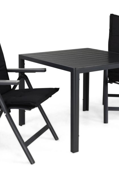 Matgrupp utomhus tunis 90x90 + 2 monaco light positionsstol m dyna - svart|grå