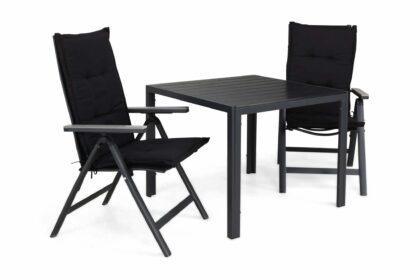 Matgrupp utomhus tunis 90x90 + 2 monaco light positionsstol m dyna - svart|grå