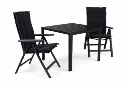 Matgrupp utomhus tunis 90 + 2 monaco positionsstol m dyna - svart|svart|grå|grå