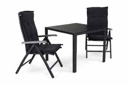 Matgrupp utomhus tunis 90 + 2 monaco lyx positionsstol m dyna - svart|svart|grå