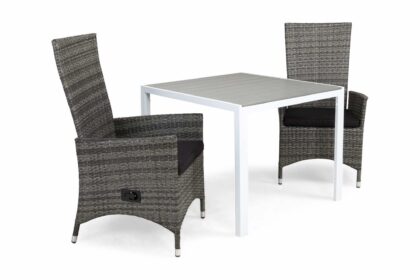 Matgrupp tunis 90 + 2 jenny ställbar fåtölj m dyna - vit|grå|svart