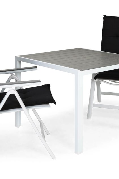 Matgrupp utomhus tunis 90x90 + 2 monaco light positionsstol m dyna - vit|grå|svart