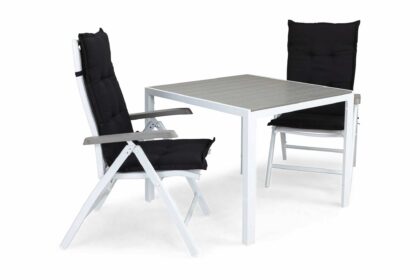 Matgrupp utomhus tunis 90x90 + 2 monaco lyx positionsstol m dyna - vit|svart
