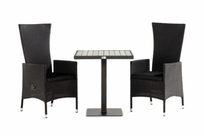 Cafégrupp bahamas 70 + 2 jenny ställbar fåtölj m dyna - svart|svart|svart