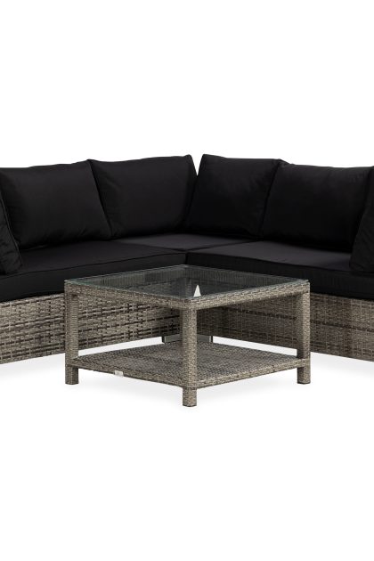Loungegrupp utomhus bahamas 5-sits bord m hylla - grå