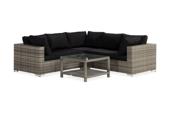 Loungegrupp utomhus bahamas 5-sits bord m hylla - grå