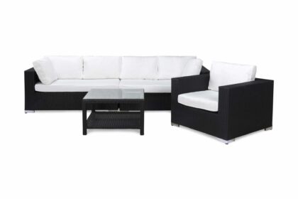 Loungegrupp utomhus bahamas 5-sits bord m hylla - fåtölj svart