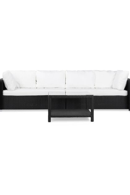 Loungegrupp Utomhus Bahamas 6-sits Bord 75x75 - 2 Fåtöljer Svart