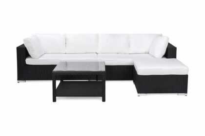 Loungegrupp utomhus bahamas 5-sits bord 75x75 - divan|bord svart