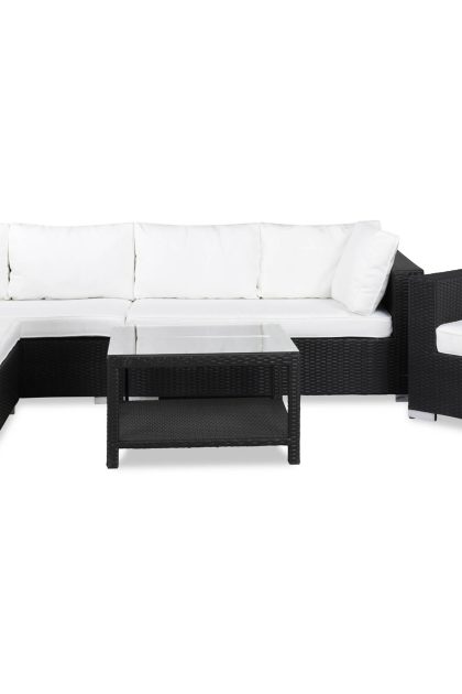 Loungegrupp Utomhus Bahamas 6-sits Bord 75x75 - Fåtölj Svart