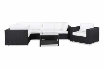 Loungegrupp utomhus bahamas 6-sits bord 75x75 - fåtölj svart