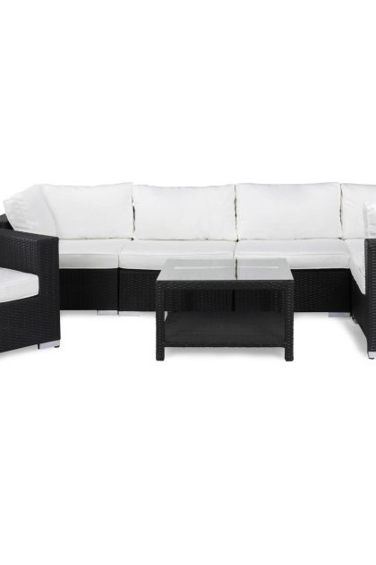 Loungegrupp Utomhus Bahamas 6-sits Bord 75x75 - Fåtölj Svart