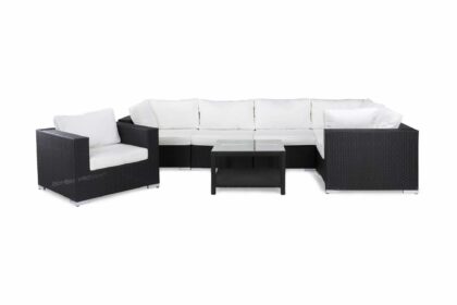 Loungegrupp utomhus bahamas 6-sits bord 75x75 - fåtölj svart