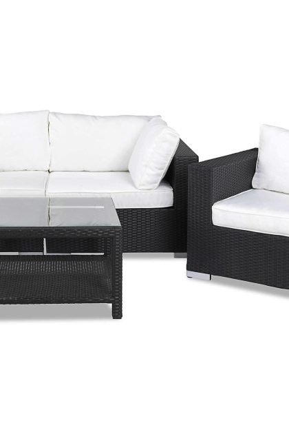 Loungegrupp Utomhus Bahamas 3-sits Bord 75x75 - Fåtölj Svart