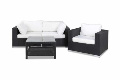 Loungegrupp utomhus bahamas 3-sits bord 75x75 - fåtölj svart
