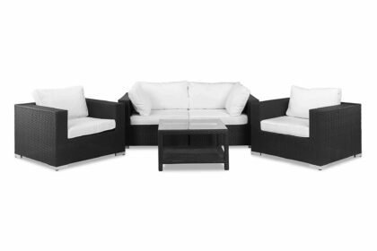 Loungegrupp utomhus bahamas 4-sits bord 75x75 - 2 fåtöljer svart