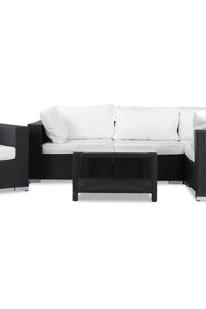 Loungegrupp utomhus bahamas 5-sits bord 75x75 - fåtölj svart