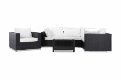 Loungegrupp utomhus bahamas 5-sits bord 75x75 - fåtölj svart