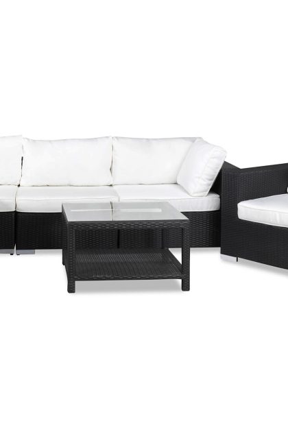 Loungegrupp utomhus bahamas 5-sits bord 75x75 - divan fåtölj svart