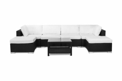 Loungegrupp utomhus bahamas 6-sits bord m hylla - 2 divan|bord svart