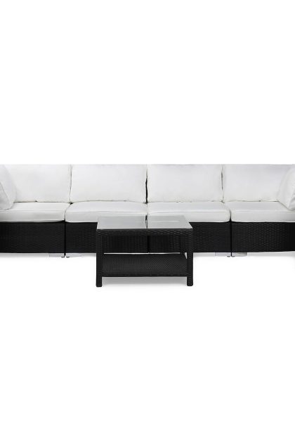 Loungegrupp utomhus bahamas 6-sits 1 bord 75x75 - 2 fåtöljer svart